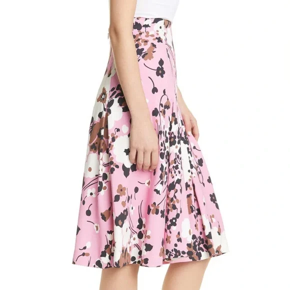 NWT $395 Veronica Beard Sania Floral Print Pleated Skirt